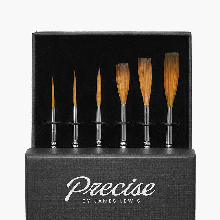 Precision Defined Heavy-Duty Professional 6 Piece Paintbrush Set, with SRT Pet Bristles and Natural Birch Handles